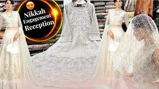 Ideal Boutique Rawalpindi  White Nikkah & Engagement Maxi Dress  Wedding Dress  Party wear dress