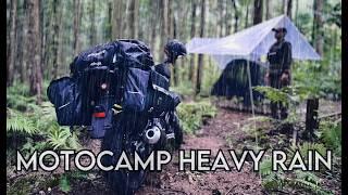 MOTO CAMPING HEAVY RAIN  VERY HEAVY RAIN CAMPING WITH MOTOCAMP  ASMR