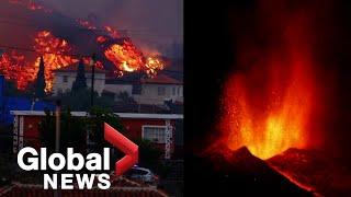 La Palma volcano Thousands evacuated as lava flows towards ocean destroying homes