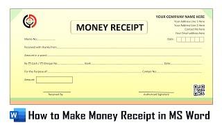 How to Make New Advance Money Receipt Bill Design Word  Cash Receipt Design in Microsoft Word 2021