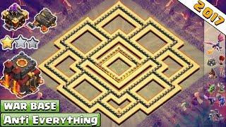 Best Th10 War Base 2017  Anti Everything Anti Valkyrie Anti Bowler Anti 1 & 2 Star - COC