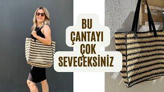 İKİ RENKLİ ŞIK KULLANIŞLI ÇANTA YAPIYORUZ  #crochetbag