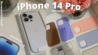 iPhone 14 Pro silver  aesthetic unboxing + accessories