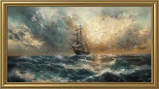 Vintage Ocean Waves Painting  Frame TV Art Screensaver for TV Wallpaper