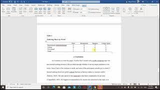 APA 7 in Microsoft Word Formatting Tables