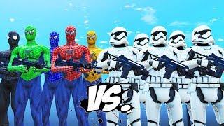 STORMTROOPERS ARMY VS SPIDER-MAN BLUE SPIDERMAN GREEN SPIDERMAN YELLOW SPIDERMAN BLACK SPIDERMAN