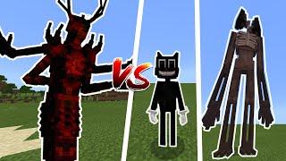 SCARLET KING VS Trevor Hendersons Creatures Siren Head & Cartoon Cat MINECRAFT PE Addon