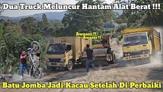 2 Truk Mundur Hantam Alat Berat  Setalah Di Perbaiki Terjadi Kekacauan Di Batu Jomba