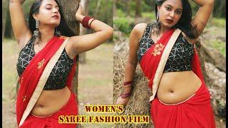 Fashion Deblina  Maroon saree fashion film  Saree lovers  Bong Saree model  Sneha Beauty