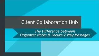 CCH Axcess™ Client Collaboration The Difference Between Organizer Notes & Secure 2 Way Messages