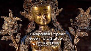 30 Copper Buddhist Deity Green Tara Statue www.lotussculpture.com