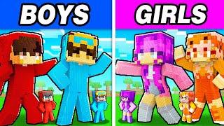 BOYS vs GIRLS STATUE House Battle In Minecraft