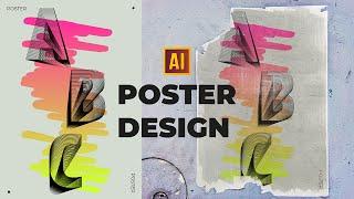 POSTER DESIGN WITH TEXT EFFECT BLEND TOOL IN ADOBE ILLUSTRATOR