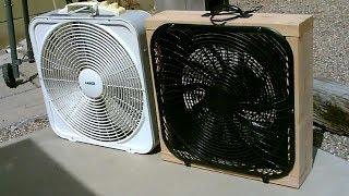 Homemade 12V DC Box Fan - Full Size - 100% solar or battery pwrd - 100w panelmotor - Awesome