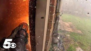 Firefighters bodycam shows battling housefire first-hand