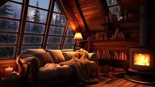 Thunder & Fireplace Ambience in Mountain Retreat with Nightly Rain for Sleeping