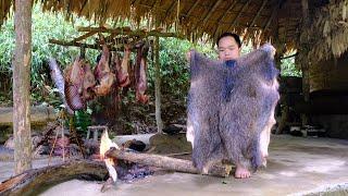 Primitive Skills Animal hide Smoked meat from wild boar long-term food storage - Ep.155