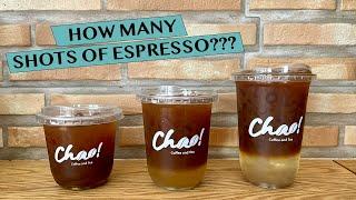 ICED AMERICANO - HOW MANY SHOTS PER CUP SIZES? 121622OZ Starbucks vs Chao Recipes