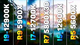 i9 12900K vs R9 5900X vs i7 12700K vs R7 5800X3D vs i5 12600K vs R5 5600X  PC Gameplay Tested