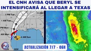 El CNH AVISA que la Tormenta  BERYL se Intensificará al llegar a TEXAS