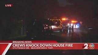Crews battle house fire for more than three hours