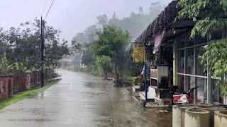 Heavy Rain and Thunder in the Hills of Sentul Village  Rural Sounds in the Rain and Thunder  ASMR