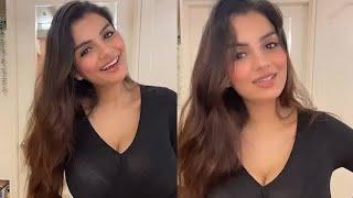 Anveshi Jain Latest Hot live video in Black Dress 