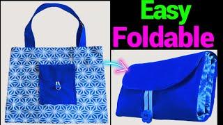 How To Make Foldable Shopping Bag Just 1 Piece Of Fabric & No Lining Easy Beginners Sewing Tutorial