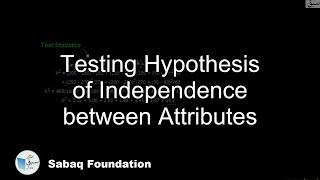 Testing Hypothesis of Independence between Attributes Statistics Lecture  Sabaq.pk
