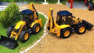 Bruder JCB Backhoe Tractor Excavators Truck Transport Construction video for kids