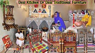 New Traditional Punjabi Furniture Desi Kitchen Ko Char Chand Lag gye ?