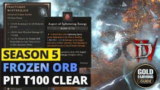 T100 Pit Clear Frozen Orb  Lightning Spear Sorc @ Level 95 Level 1 Glyphs Season 5 Diablo 4