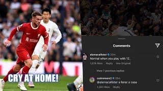 Mac Allister and Cuti Romero on Instagram after Controversial Game Tottenham vs Liverpool