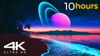 10 Hours Loop - Bioluminescent Beach Screensaver Live Wallpaper - 4K Ultra HD