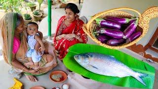 আজ আর সরষে ইলিশ না এই গরমে বেগুন দিয়ে কাঁচা ইলিশের পাতলা ঝোল রান্না 