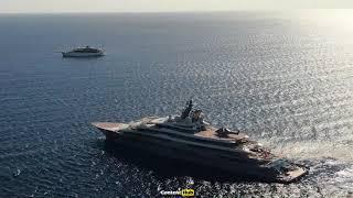 Flying Fox Jeff Bezos Mega Yacht in Larnaka  Cyprus video with Drone