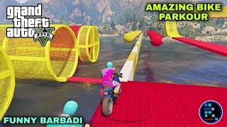 Hindi GTA V  AMAZING BIKE PARKOUR WITH SUPER FUN