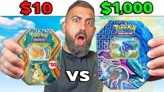 $10 vs $1000 Pokemon Tin Challenge