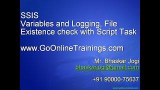 SSIS Part12 - Variables and Logging File Existence check with Script Task