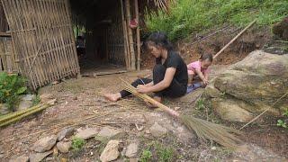 Single mother - how to make brooms with wildflower branches - harvesting peanuts for food