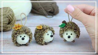 Amazing EASY and FAST to make a Cute Pompom Hedgehog of Yarn  Cute Pompom Hedgehog Easy making