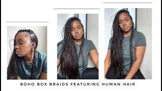 Boho Box Braids with Human Hair Ends