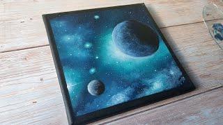 Galaxy space  easy acrylic painting ideas for beginners ️