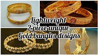 lightweight 2 piece Gold Bangles Designs 2022 unique Gold Bangles  SKFW