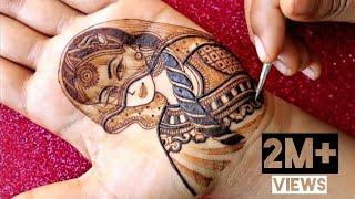 Draw bride face with ghunghat in bridal mehndi design  मेहंदी से घूंघट में दुल्हन बनाना सीखे