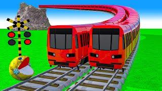 踏切アニメ あぶない電車 TRAIN vs PACMAN  Fumikiri 3D Railroad Crossing Animation #train