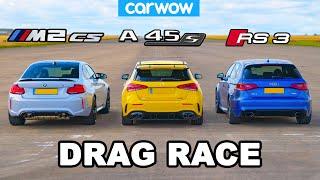 New BMW M2 CS vs AMG A45 S vs Audi RS3 DRAG RACE