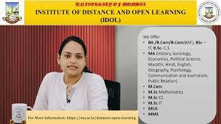 Admission Open- Institute of Distance and Open Learning IDOL University of Mumbai.
