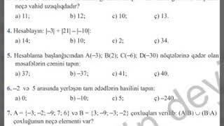 6-cı sinif. Riyaziyyat. K.S.Q-3