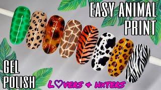  EASY ANIMAL PRINT  NAIL ART TUTORIAL  Gel Polish Design  Leopard Zebra Snake Tortoise Shell +